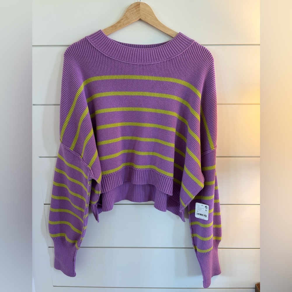 Free People Easy Street Stripe Crop Pullover NWT - Picture 3 of 5